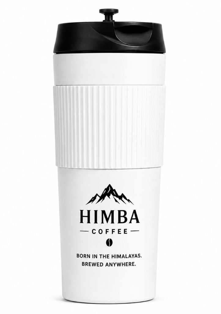 Himba Coffee Snow White tumbler on a luminous white field