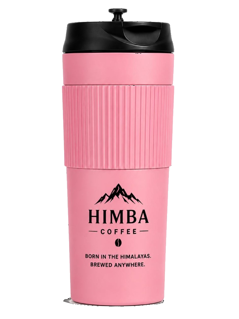 Himba Coffee Himalayan Pink French Press travel tumbler — Warm matte blush